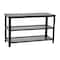 Flash Furniture Easton 3-Tier Wooden Entryway Bench, Metal Mesh Shoe Storage Shelves, Blackwash, Black Metal Frame HGWA-BCH-MTL-3T-BLKWSH-GG - alternate 5
